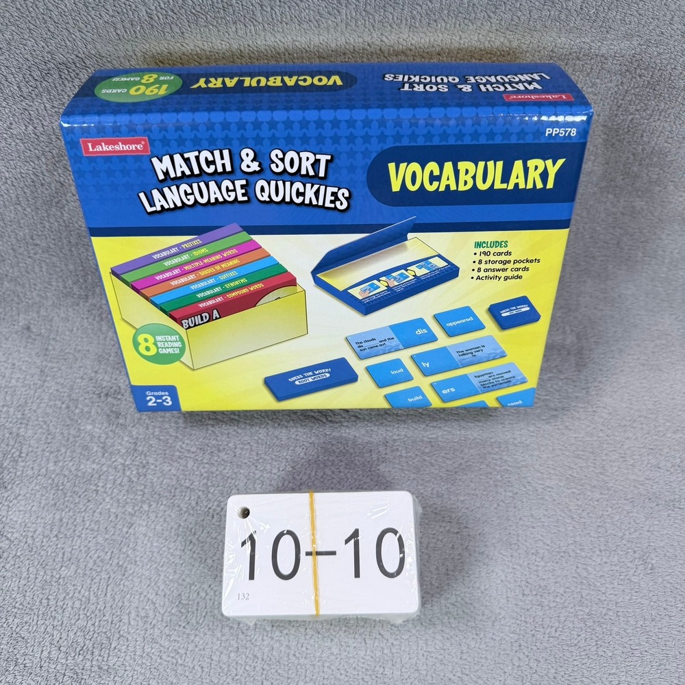 Lakeshore Match & Sort Language Quickies Vocabulary Cards Grade 2-3 Games